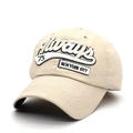 Beige cotton baseball cap with vintage New York City 75 3D embroidery on white background - Adjustable / Beige