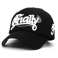 Cappellino da baseball nero in cotone con ricamo 3D bianco e visiera curva - Taglia Unica (Adulto) / Nero