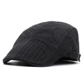 Detail view of cotton beret featuring cross-stitch texture and metal adjustment buckle - Adjustable / Gray