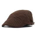 Classic dark brown cotton duckbill cap with textured stitching and adjustable metal buckle - Adjustable / Coffee