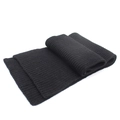 Close-up of black ribbed knit wool scarf for children showing thick texture and weave - Black