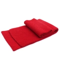 Detail showing the thick vertical ribbed knit texture of the warm red wool scarf for kids - Red