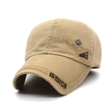 Vintage khaki cotton baseball cap with maple leaf detail and GSIOR letter embroidery - Adjustable / Khaki