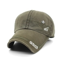 Vintage olive green cotton baseball cap with maple leaf badge and GS1DA embroidery - Adjustable / Green
