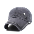 Vintage dark gray cotton baseball cap with embroidered letters and maple leaf metal badge - Adjustable / Dark Gray