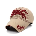 Khaki baseball cap with red BUT embroidery and distressed vintage hip hop lettering - Khaki/Wine Red