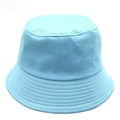 Sombrero de pescador de algodón azul claro liso con diseño plano para el sol de verano - Azul
