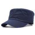 Detail view of navy blue cotton military cap showing durable twill texture and reinforced stitching - Adjustable / Navy Blue