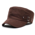 Close-up of brown cotton cadet cap featuring metallic buckle and twill fabric texture - One Size / Coffee