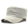 Classic beige cotton cadet cap with a flat top and durable brim for men and women - Adjustable / Beige
