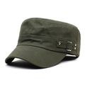 Classic olive green cotton cadet hat with metallic buckle detail and curved sun visor - One Size / Green