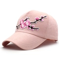 Pink baseball cap featuring exquisite cherry blossom embroidery and detailed fabric texture - Adjustable / Dusty Pink