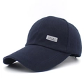 Casquette de sport classique en coton bleu marine avec sangle et écusson de logo - Réglable / Bleu marine