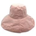 Detailed texture of dusty pink wide brim sun hat with soft fabric finish and wavy edge - M / Pink