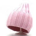 Pink ribbed knit beanie for women with fold-over cuff for autumn and winter warmth - M (56-58cm) / Pink