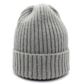 Berretto in maglia a coste grigio chiaro con risvolto per calore e comfort invernali - Bambini / Grigio chiaro
