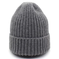 Berretto in maglia a coste grigio per genitori e figli con risvolto caldo invernale - Bambini / grigio scuro