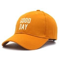 Berretto da baseball classico in cotone arancione con ricamo bianco GOOD DAY sul fronte - Bambini / Giallo