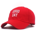 Berretto da baseball classico in cotone rosso con ricamo Good Day e visiera curva - Bambini / Rosso