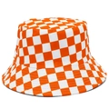 Bob unisexe à damier orange et blanc pour la protection solaire et le loisir - BS698 Damier Orange et Blanc