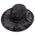Vintage handgefertigter Fedora-Hut mit breiter Krempe und rustikalem Finish in Grau - Grau Lackierter Stil (FT639)