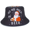 Christmas bucket hat in black with Santa and Ho Ho Hold My Beer funny print design - Santa Holding Beer Style (BS702)