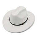 Classic cream cowboy hat featuring a black faux leather band with gold metal studs - One Size / White