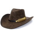 Classic British style PU fedora hat with fishbone metal accessory in dark coffee color - One Size / Coffee