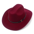 Classic burgundy wool felt western cowboy hat with studded leather band and wide brim - One Size / Burgundy