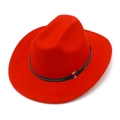Classic red felt cowboy hat with black leather belt and gold studded accents - One Size / Red