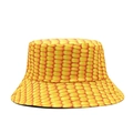 Reversible bucket hat with creative yellow corn pattern for outdoor sun protection - One Size / Corn Print Style (BS699)