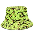Detail of neon green bucket hat with cartoon duck prints and fine white stitching - One Size / Neon Green Sunglasses Duck