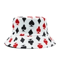 Weißer Anglerhut mit roten und schwarzen Pokermotiven aus hochwertigem Baumwollstoff - Großes Muster
