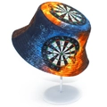 Cappello a secchiello unisex con stampa bersaglio e motivi fuoco-acqua per protezione solare - Stile Stampa Freccette Ghiaccio Fuoco (BS705)