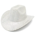 Funkelnder silberner Pailletten-Cowboyhut für Partys mit breiter Krempe und Jazz-Design - Silber