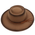 Brown wool felt fedora with a flat top and braided band with tassel details - 5# (Brown)
