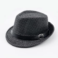 Klassieke zwarte strohoed in Fedora-stijl voor dames en heren met leren band en gesp - Eén maat / Zwart