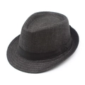 Chapeau de paille classique pour homme avec ruban en satin noir et texture tissée - Noir