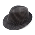 Classic black and white striped fedora hat for men in a stylish British gentleman style - One Size / Black