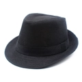 Atmungsaktiver schwarzer Trilby-Hut aus gewebtem Stoff für Strand und Sonnenschutz im Sommer - Schwarz
