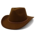 Classic dark brown felt jazz fedora hat with heart top and braided leather trim - Coffee