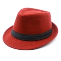 Klassischer roter Wollfilzhut für Damen mit schwarzem Ripsband für Herbst und Winter - Einheitsgröße / Rot