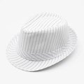 Classic white pinstripe fedora hat with a matching decorative band for men and women - One Size / White
