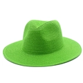 Neon green straw Panama hat for women featuring a wide brim and sun protection - One Size / Emerald Green