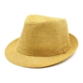 Detail of the woven texture and classic crown shape of the ginger straw fedora hat - Dark Khaki