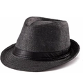 Sombrero de paja negro clásico para hombre y mujer con cinta de satén para playa y sol - Negro