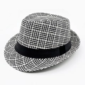 Cappello fedora in paglia con trama intrecciata bicolore e nastro nero decorativo - Taglia unica / Nero