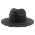 Detailed close-up showing the dense woven texture and classic wide brim of the black fedora - One Size / Black