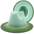 Gradient mint green wool fedora hat with a flat brim and classic pinched crown design - Mint Green Gradient (6#)