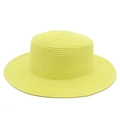 Dettaglio della trama a spirale intrecciata su un cappello di paglia giallo a tesa larga - Taglia unica / giallo fluorescente